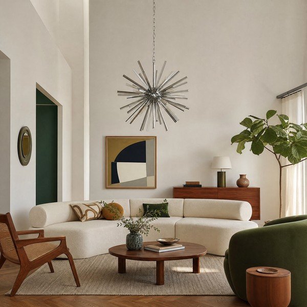Lampadario in metallo con paralume in vetro ø 75 cm Karlo – Premier Housewares-image-1