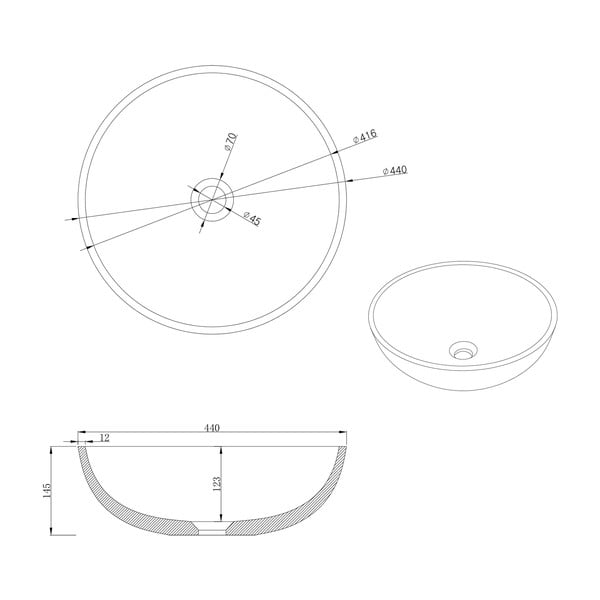 Lavabo rotondo in grigio scuro in calcestruzzo ø 44 cm Turf – Sapho-image-3