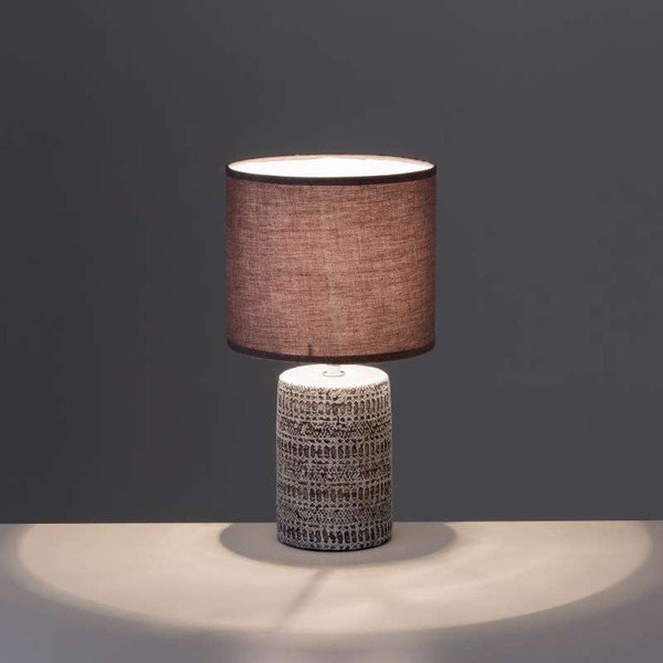 Lampada da tavolo marrone con paralume in tessuto (altezza 33,5 cm) - Casa Selección-image-1