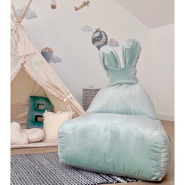 Pouf a sacco per bambini color menta Funny Bunny – The Brooklyn Kids-image-1