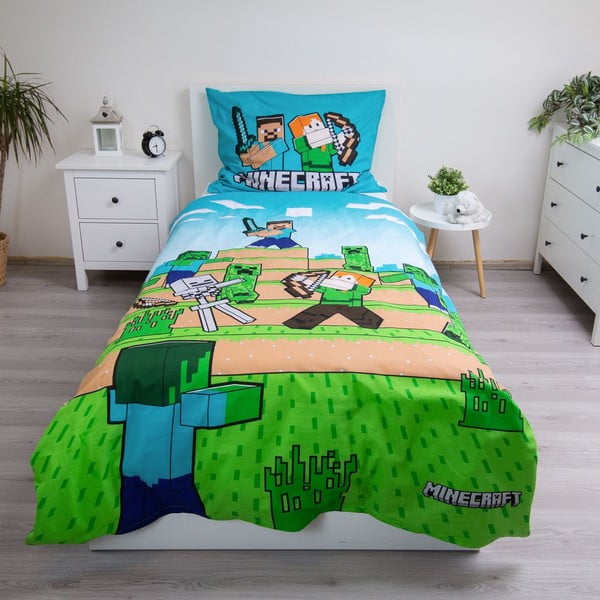 Set copripiumino e federa da bambini in cotone per letto singolo 140x200 cm Minecraft "We got this"  – Jerry Fabrics-image-1
