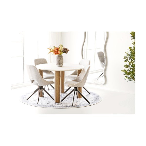 Tappeto rotondo beige/blu polveroso ø 200 cm Havana – House Nordic-image-1