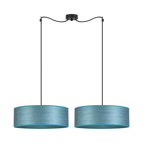 Lampada a sospensione blu con paralume impiallacciato ø 45 cm Ocho - Sotto Luce