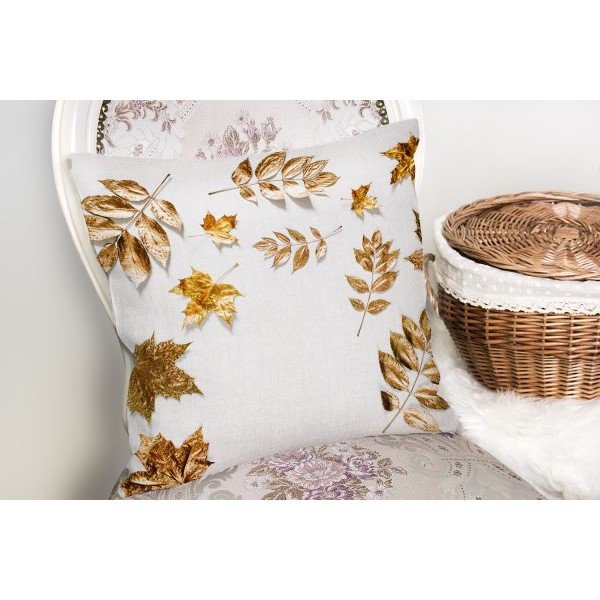 Federa Foglie d'oro, 42 x 42 cm - Minimalist Cushion Covers-image-2
