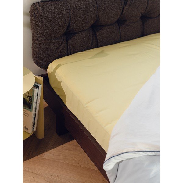 Lenzuolo con angoli giallo in cotone 180x200 cm Oba – noo.ma-image-1