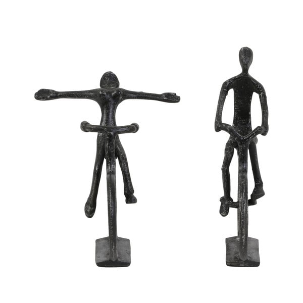 Statuette in metallo in set di 2 pezzi 22 cm Cyclists - Light & Living-image-2