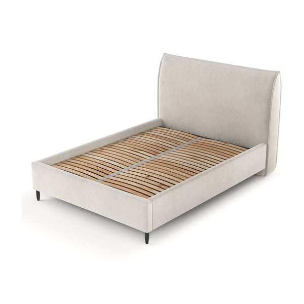 Letto matrimoniale imbottito crema con spazio contenitivo e rete 180x200 cm Shell - Maison de Rêve-image-2