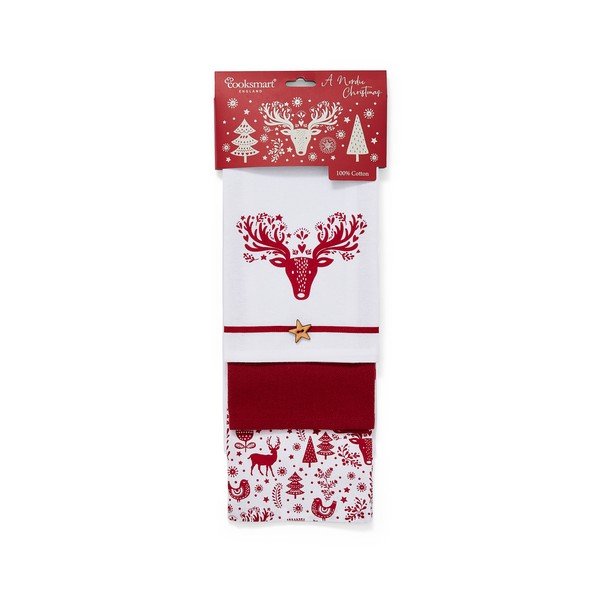 Set di 3 strofinacci natalizi in cotone, 38 x 44 cm A Nordic Christmas - Cooksmart ®