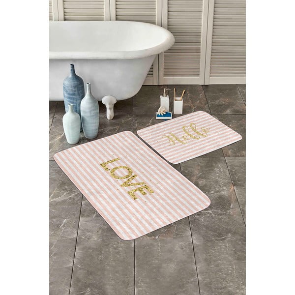 Set di tappetini per il bagno in velluto rosa 2 pz 60x100 cm Love – Mila Home-image-2