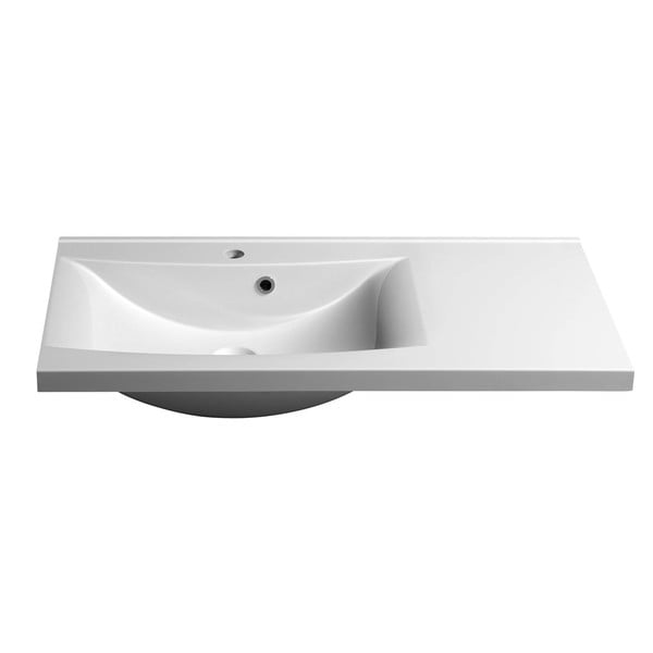 Lavabo bianco in composito minerale 90x48 cm Luciola – Sapho-image-3