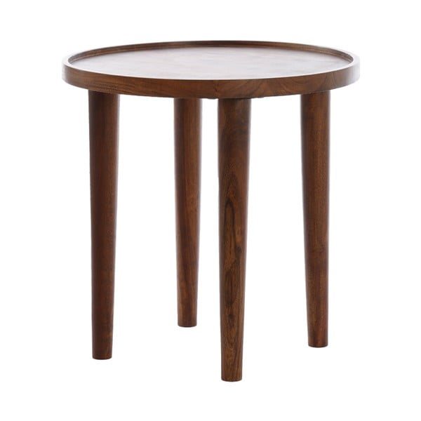 Tavolino rotondo in legno massiccio di acacia ø 49 cm Qiano - Light & Living