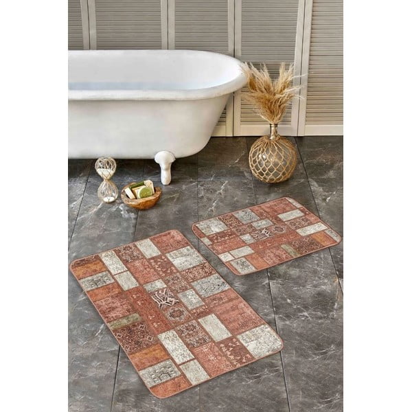 Set di tappetini per il bagno marroni in velluto 2 pz 60x100 cm – Mila Home-image-4