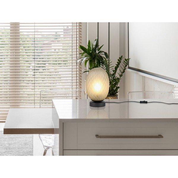 Lampada da tavolo verde con paralume in vetro (altezza totale 28,5 cm) Facette – Trio-image-1