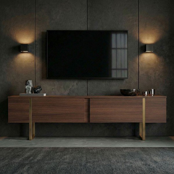 Mobile TV colore naturale scuro con effetto noce 180x50x30 cm Onera – Kalune Design-image-2