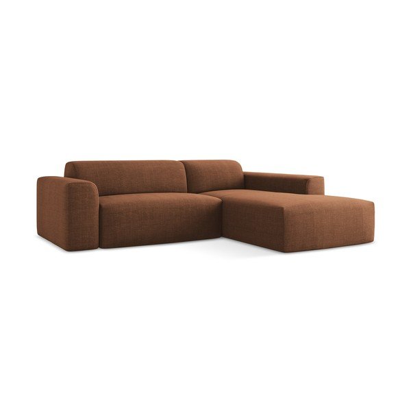 Divano angolare color terracotta (con penisola a destra/con chaise lounge) Keli – Makamii-image-2