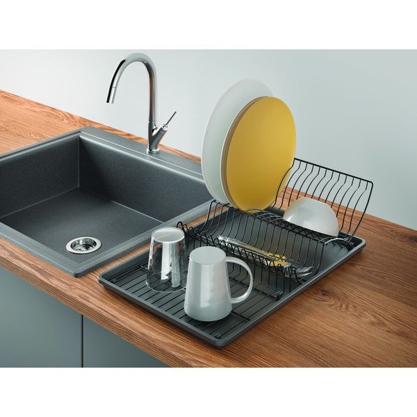 Vaschetta di raccolta in acciaio inox grigio antracite Lava - Metaltex-image-1