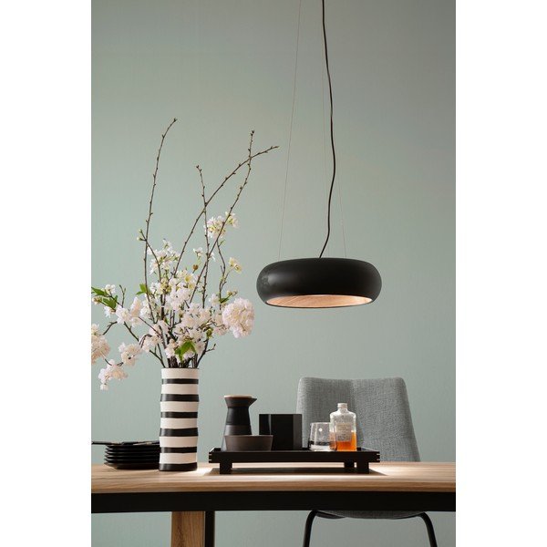 Lampadario a LED nero dimmerabile con paralume in metallo ø 40 cm Wood - Fischer & Honsel-image-2