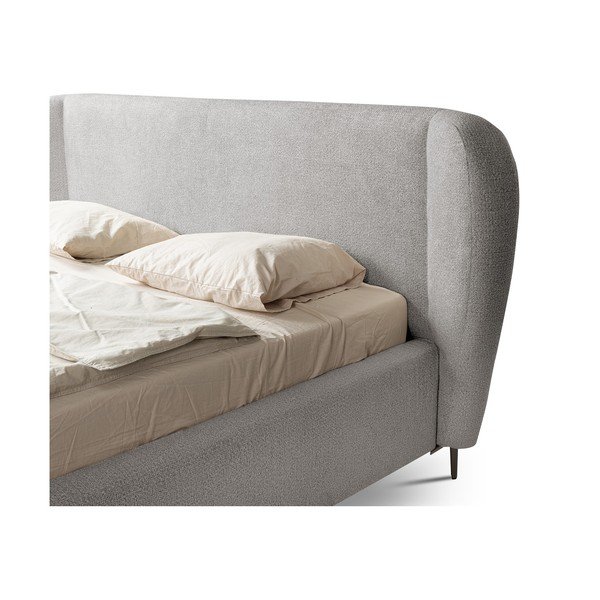 Letto matrimoniale imbottito grigio chiaro con rete inclusa 180x200 cm Makana – Makamii-image-3