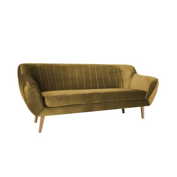 Divano a tre posti giallo senape Benito - Mazzini Sofas-image-2