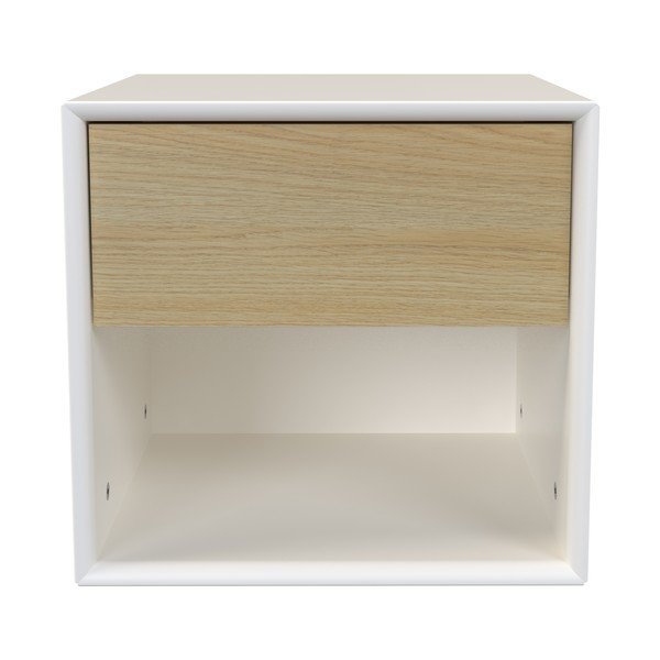 Comodino bianco/di colore naturale con effetto rovere Alba – Tenzo