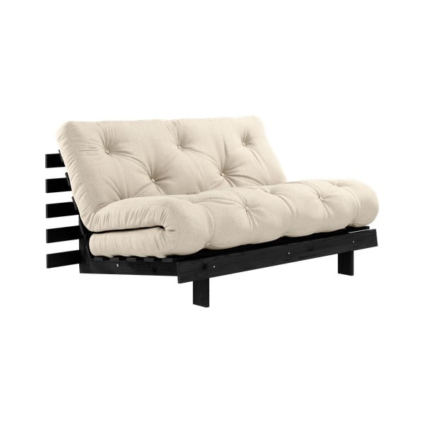 Divano letto in lino grigio e beige 140 cm Roots Black Night - Karup Design