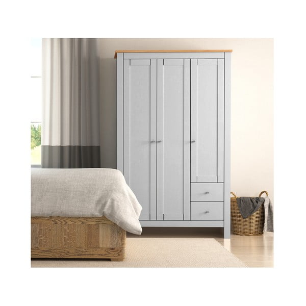 Armadio in rovere decorato in colore grigio-naturale 112x180 cm Emerald - Støraa-image-2