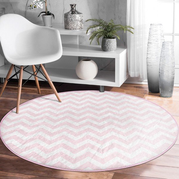 Tappeto rotondo lavabile rosa chiaro adatto per aspirapolvere robot ø 120 cm Comfort - Mila Home-image-3