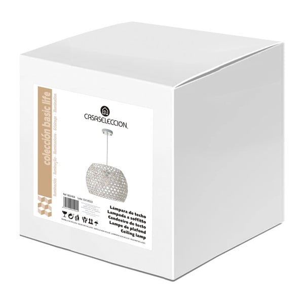 Lampada a sospensione crema con paralume in bambù ø 35 cm - Casa Selección-image-4