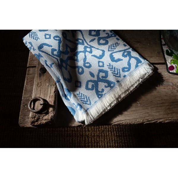Plaid blu con cotone Summer , 140 x 180 cm Mykonos - Euromant-image-3