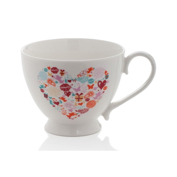 Hrnek z kostního porcelánu Sabichi Heart, 420 ml