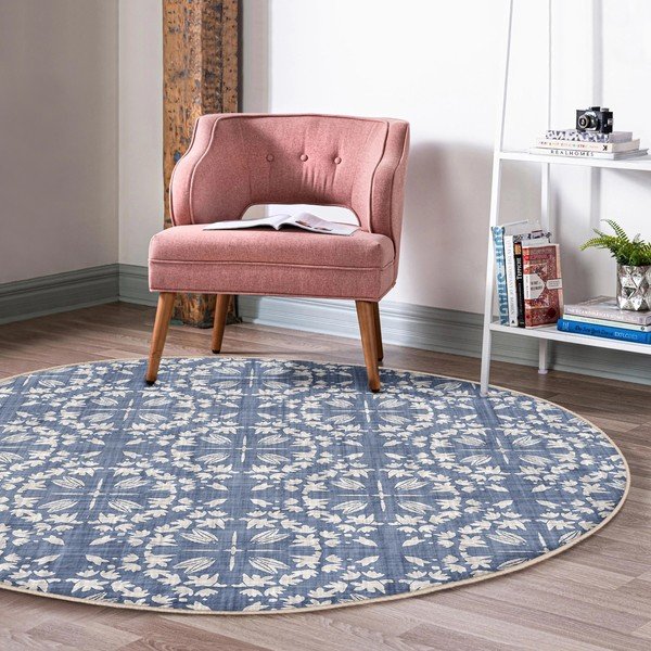 Tappeto rotondo lavabile blu adatto agli aspirapolvere robot ø 100 cm Comfort - Mila Home-image-3