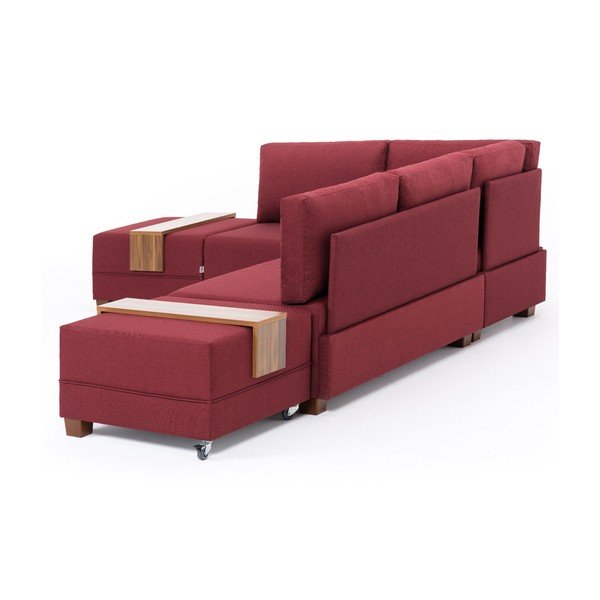 Divano letto bordeaux angolo sinistro 2 tavole di contenimento Diana - Balcab Home-image-1