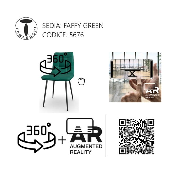 Sedie da pranzo in velluto verde in un set di 2 pezzi Faffy - Tomasucci-image-4