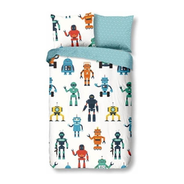 Biancheria da letto in cotone per bambini Robots, 140 x 220 cm - Good Morning