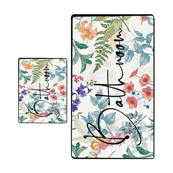 Set di tappetini per il bagno 2 pz 60x100 cm Green In Flower – Foutastic