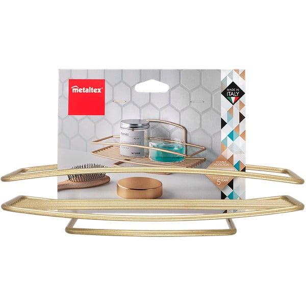 Mensola da bagno in acciaio color oro Onda - Metaltex-image-2