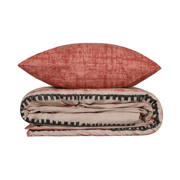 Biancheria da letto singola in cotone Renforcé color mattone/beige 140x200 cm Felix - Mijolnir-image-1