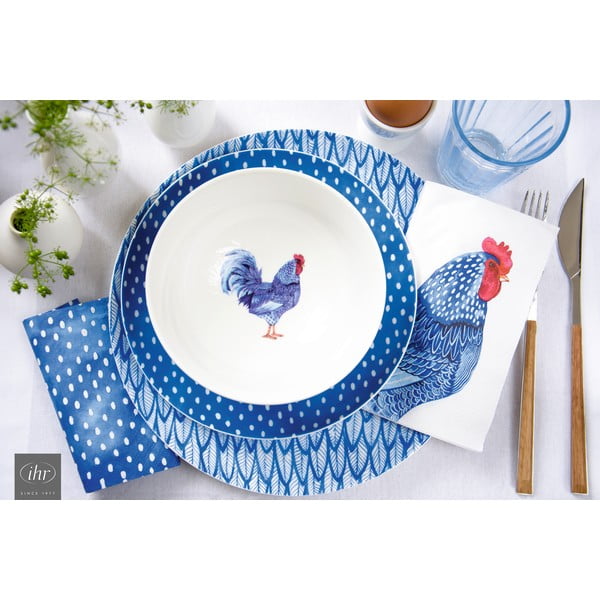 Runner da tavola in cotone organico 150x45 cm Blue Plumage - IHR-image-1