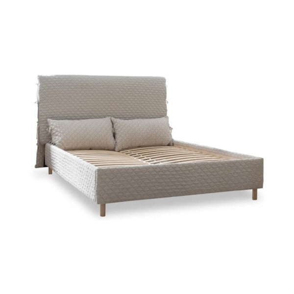 Letto matrimoniale imbottito beige con rete 180x200 cm Sleepy Luna - Miuform