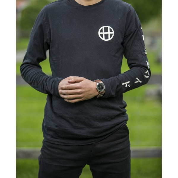 Orologio con cinturino in pelle marrone e quadrante nero Harold - CHPO-image-1