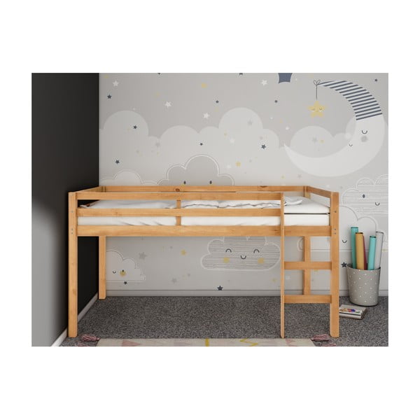 Letto a soppalco colore naturale in legno di pino per bambini 90x200 cm Alpi - Støraa-image-1
