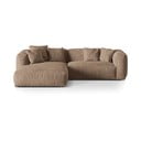 Divano angolare componibile marrone chiaro (con penisola a sinistra/con chaise lounge) con rivestimento in velluto Martina – Micadoni 