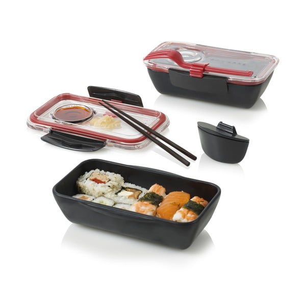 Černo-červený svačinový box Black + Blum Bento, 500 ml