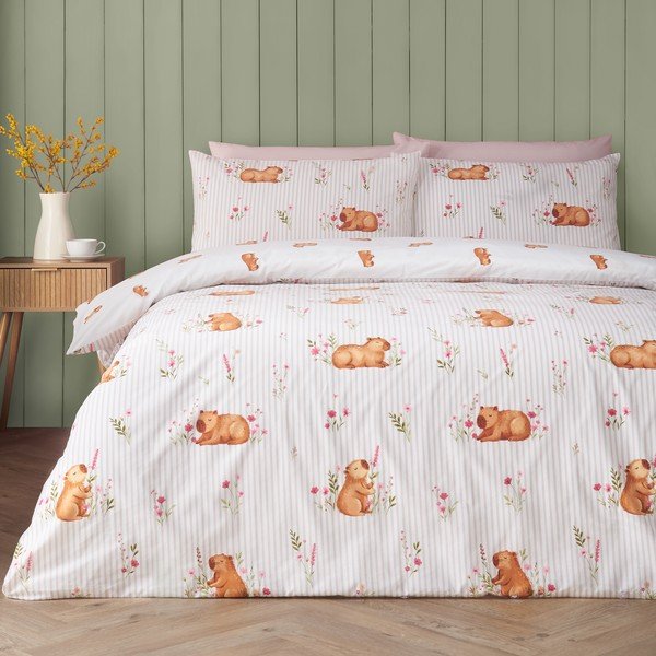 Set copripiumino e federa di colore naturale per letto matrimoniale 200x200 cm Happy Capy(bara) – Catherine Lansfield