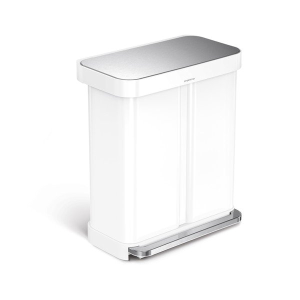 Cestino per la spazzatura bianco in acciaio per raccolta differenziata/con pedale 34+24 l Dual – simplehuman