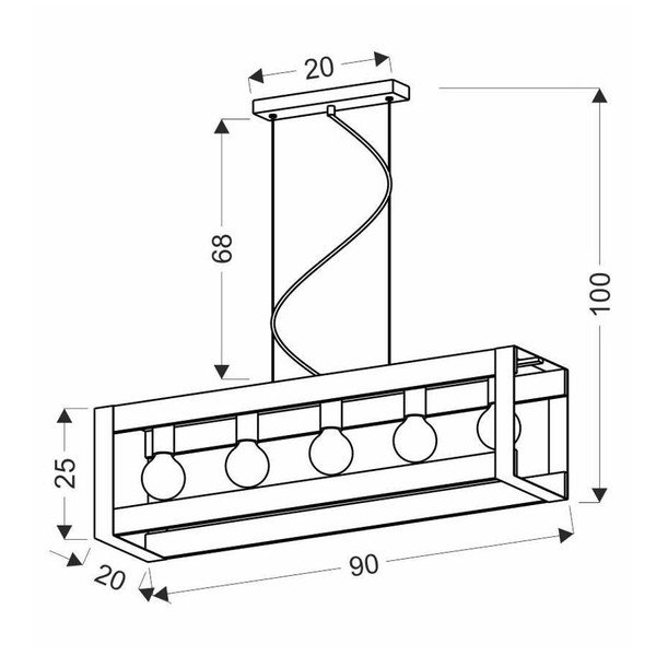 Lampada a sospensione nera 20x90 cm Varna - Candellux Lighting-image-2