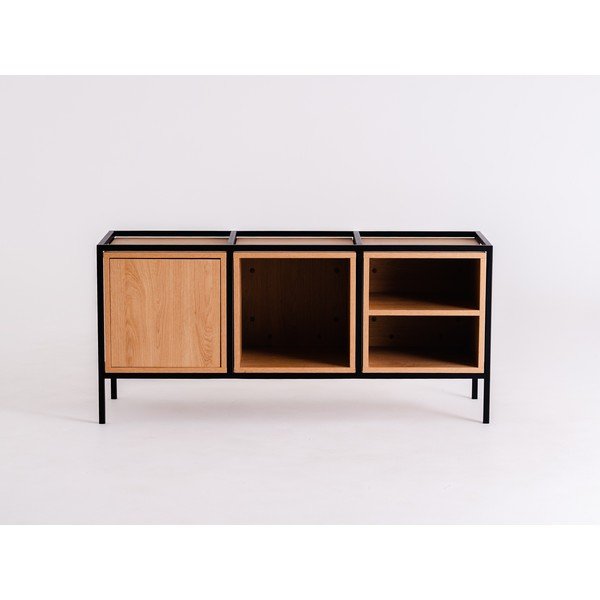 Cassettiera bassa nera in rovere 145x60 cm Skap - CustomForm-image-2