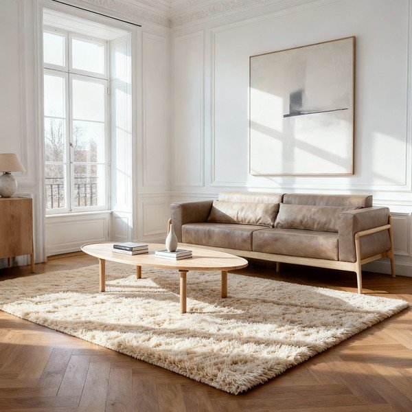 Divano in pelle di bufalo marrone chiaro con struttura in rovere massiccio , 210 cm Fawn - Gazzda-image-2