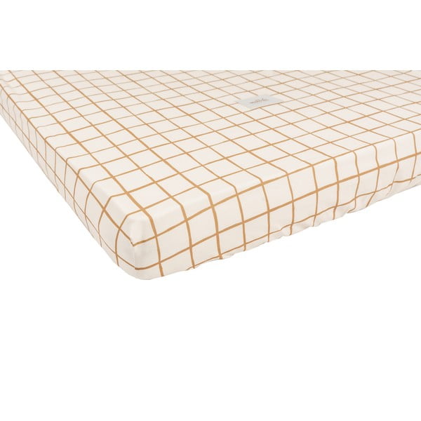 Lenzuolo per culla in cotone elasticizzato 80x160 cm Camel Check - Malomi Kids