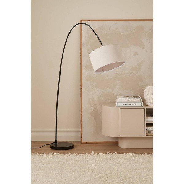 Lampada da terra bianca/nera in tessuto con struttura flessibile (altezza totale 145 cm) Arc – Ellos Home-image-2